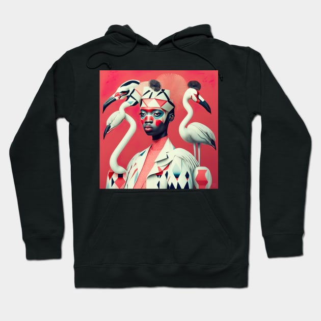 [AI Art] Surrounded by Flamingos Bauhaus Art Style Hoodie by Sissely